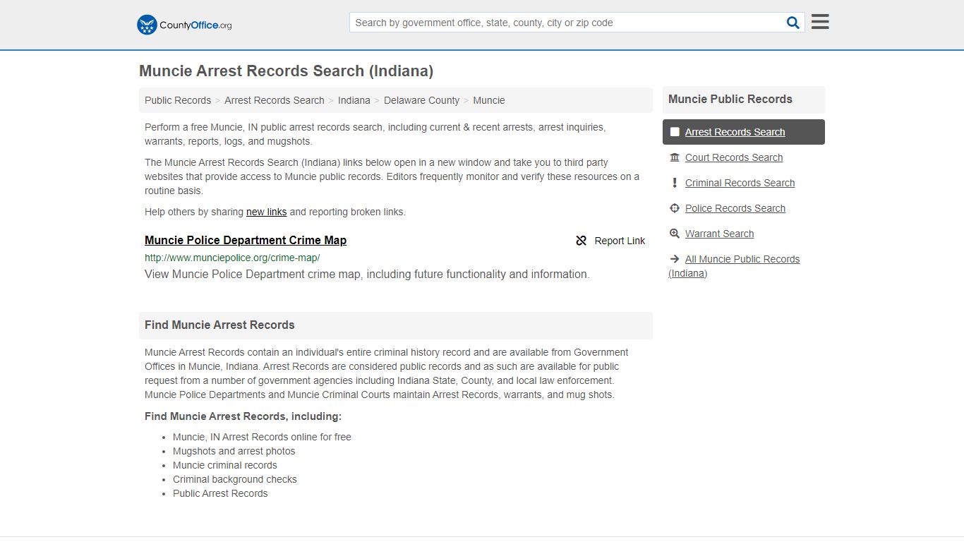 Arrest Records Search - Muncie, IN (Arrests & Mugshots) - County Office