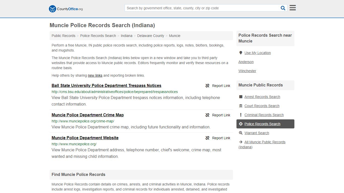 Police Records Search - Muncie, IN (Accidents & Arrest Records)