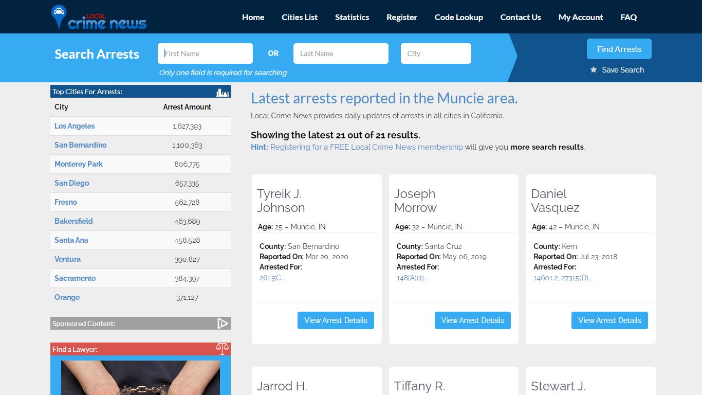 Muncie California Arrest Records | Local Crime News